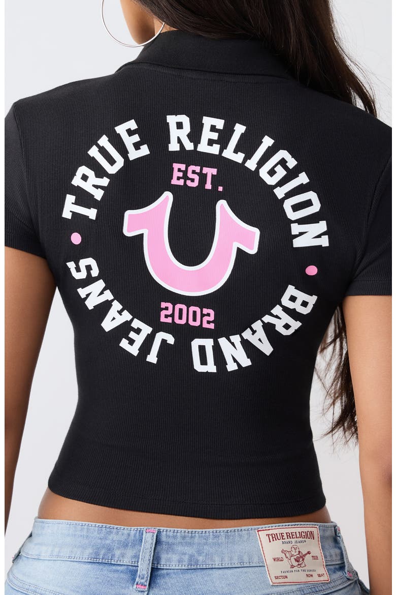 Polo Ribbed Deep V Tee, Alternate, color, JET BLACK