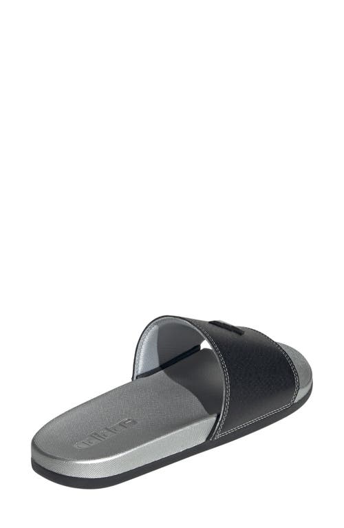 Adidas Originals Adidas Adilette Comfort Slide Sandal In Black/black/silver Metallic