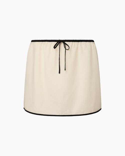 Onia Air Linen Mini Skirt In Egret/black