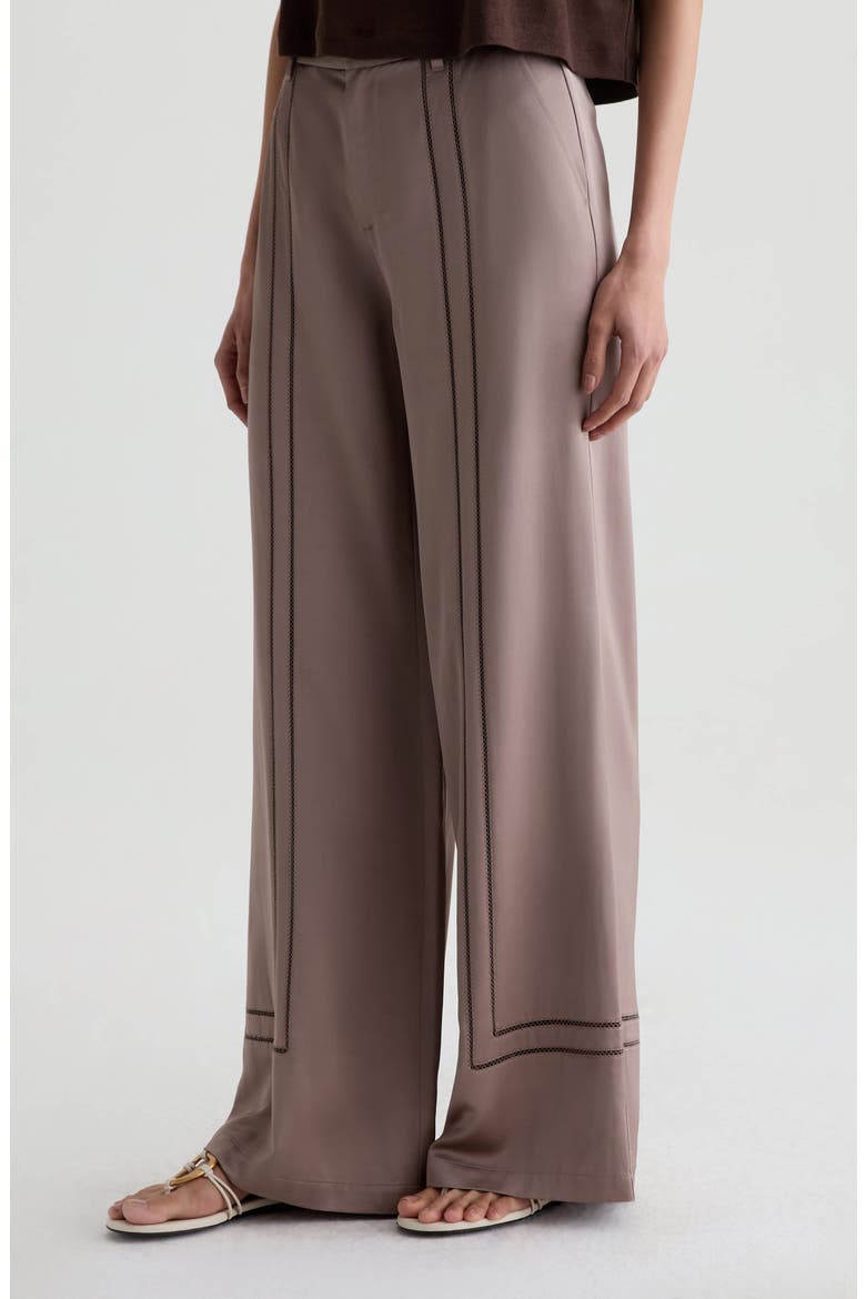 Sarah High Waist Wide Leg Satin Pants, Alternate, color, CORK