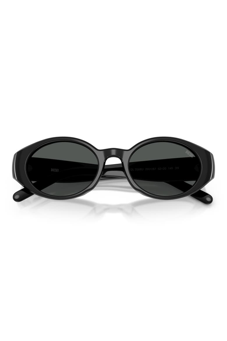 52mm Oval Sunglasses, Alternate, color, SOLID BLACK / SOLID BLACK