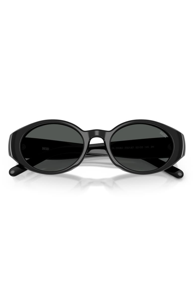 DIESEL<sup>®</sup> 52mm Oval Sunglasses, Alternate, color, Solid Black / Solid Black