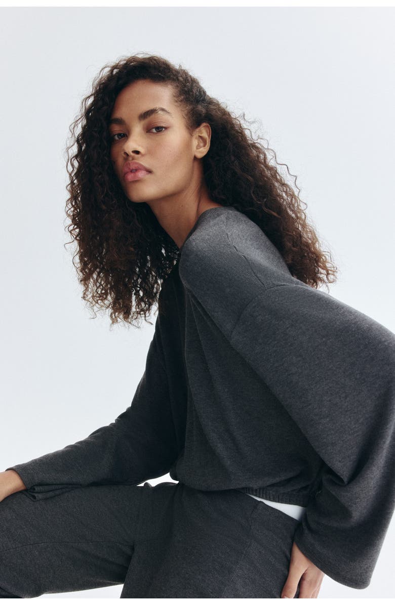 H&M Oversized Top, Alternate, color, Dark Gray Melange
