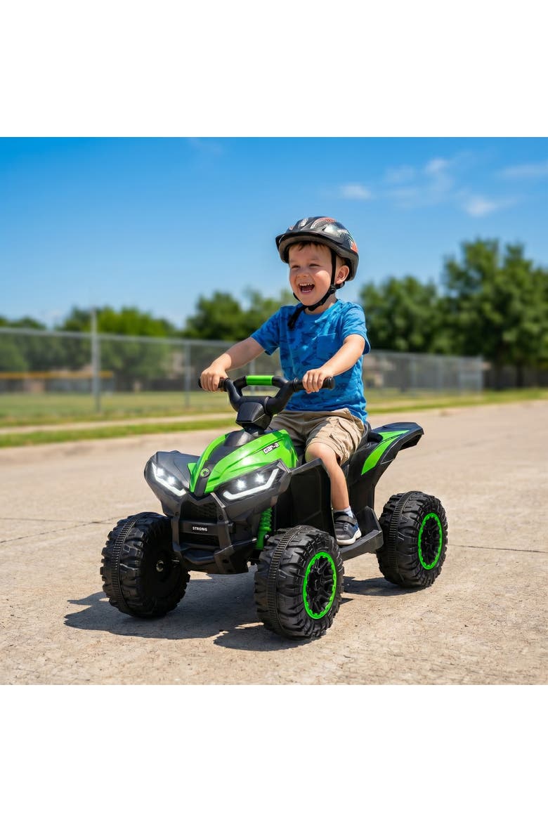 12V Kids ATV Quad Car with Forward & Backward, Wear-Resistant Wheels, Music, Alternate, color, Green