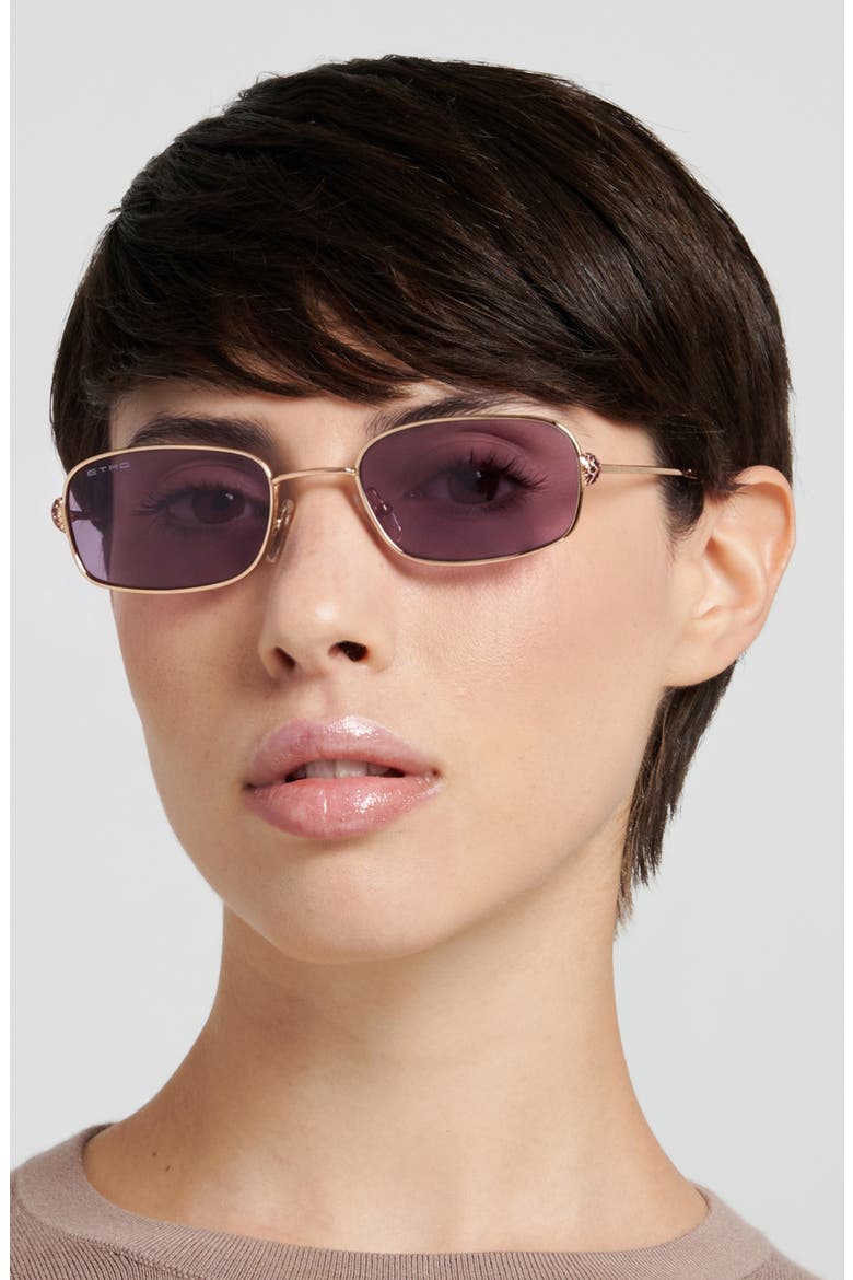 52mm Rectangular Sunglasses, Alternate, color, ROSE GOLD/ VIOLET