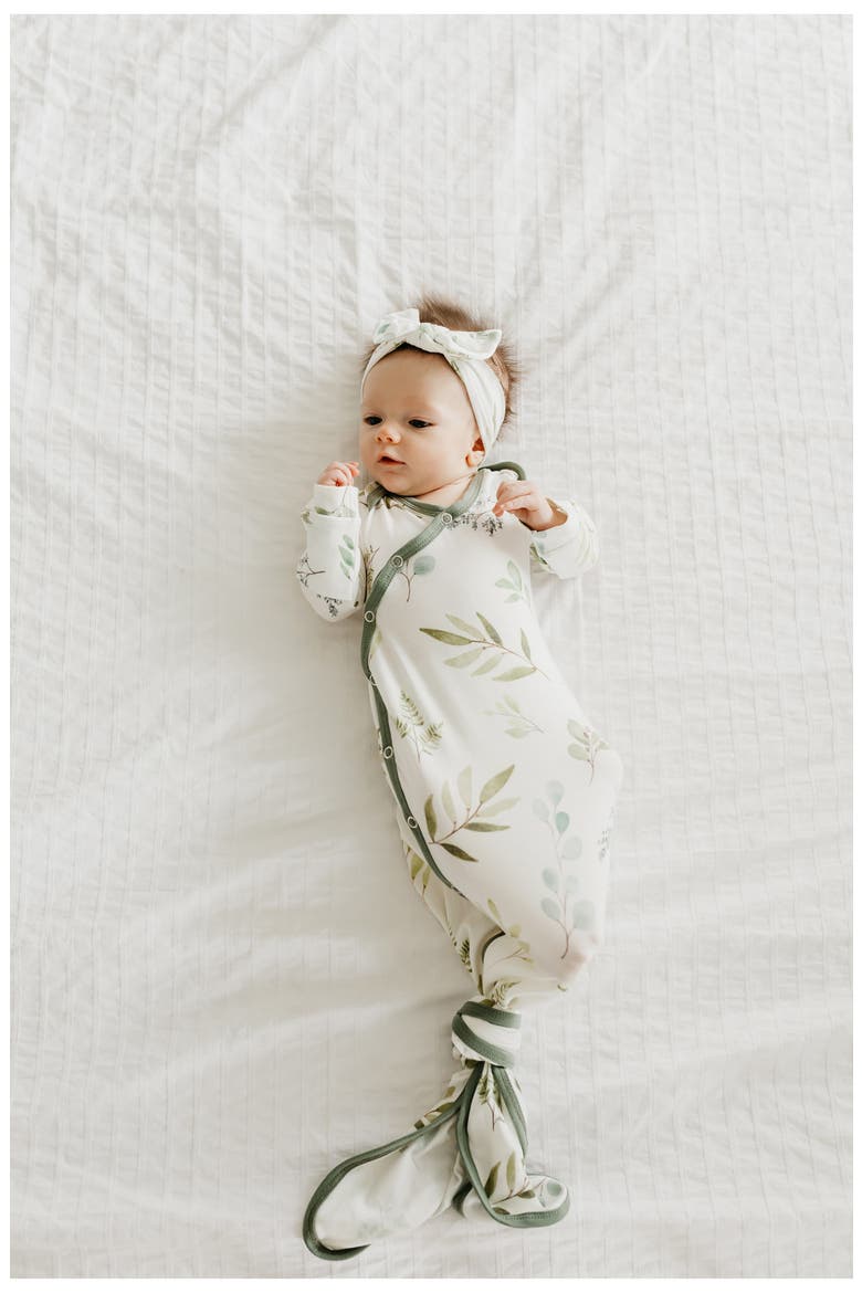 Zella Newborn Knotted Gown, Alternate, color, HAVEN