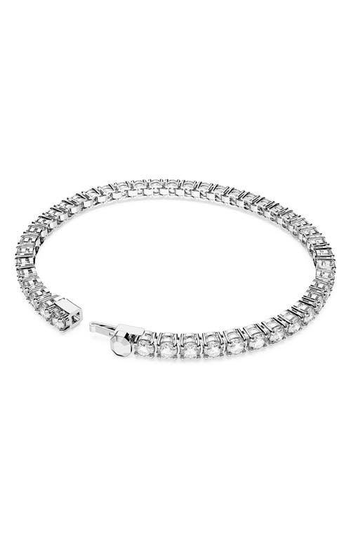 Swarovski Crystal Round Cut Matrix Tennis Bracelet In White