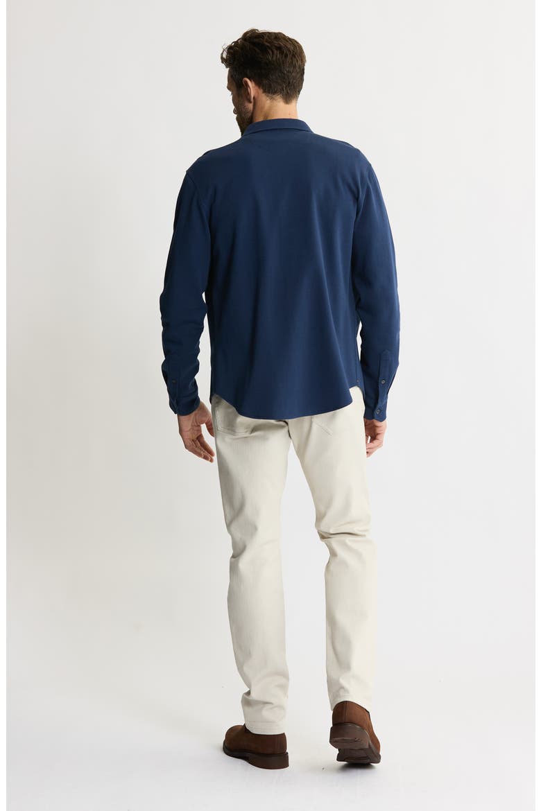 Stretch Pima Cotton Button-Up Shirt, Alternate, color, NAVY