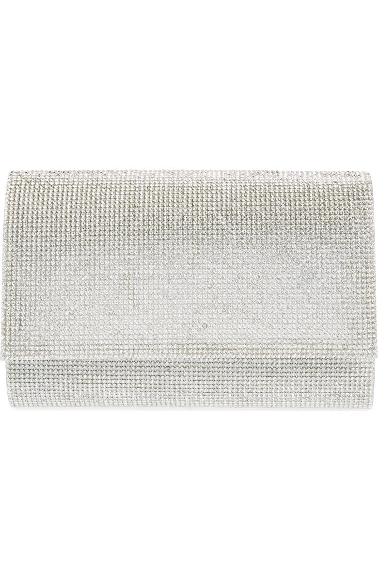 Jessica McClintock Alexis Rhinestone Crossbody Clutch, Main, color, Silver