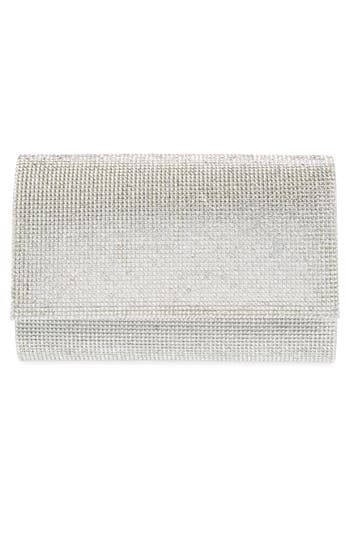 Jessica Mcclintock Alexis Rhinestone Crossbody Clutch In Silver