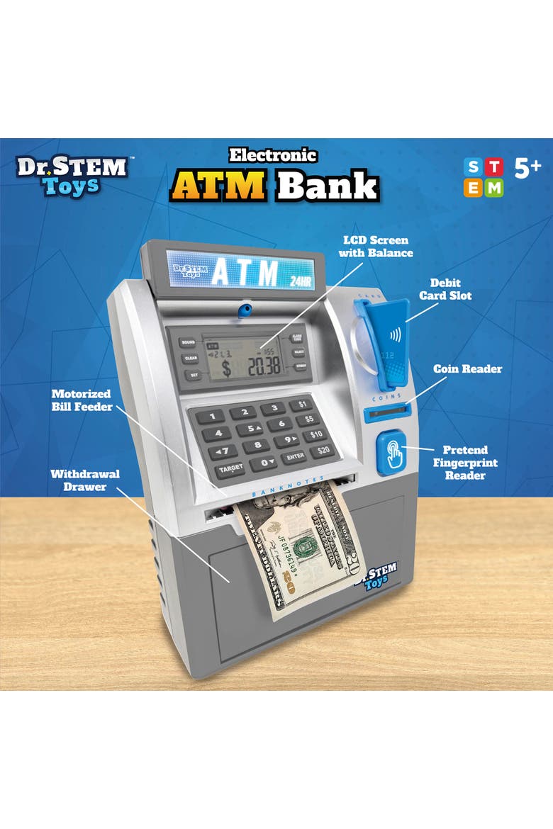 Electronic Atm Bank Real Money Savings Piggy Bank Toy, Alternate, color, Multicolored