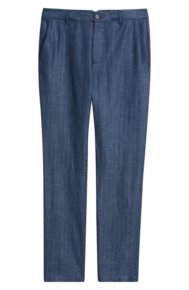 Bugatchi Linen Herringbone Chinos, Alternate, color, Navy