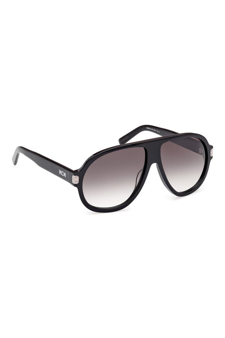 59mm Pilot Sunglasses, Alternate, color, SHINY BLACK / GRADIENT SMOKE