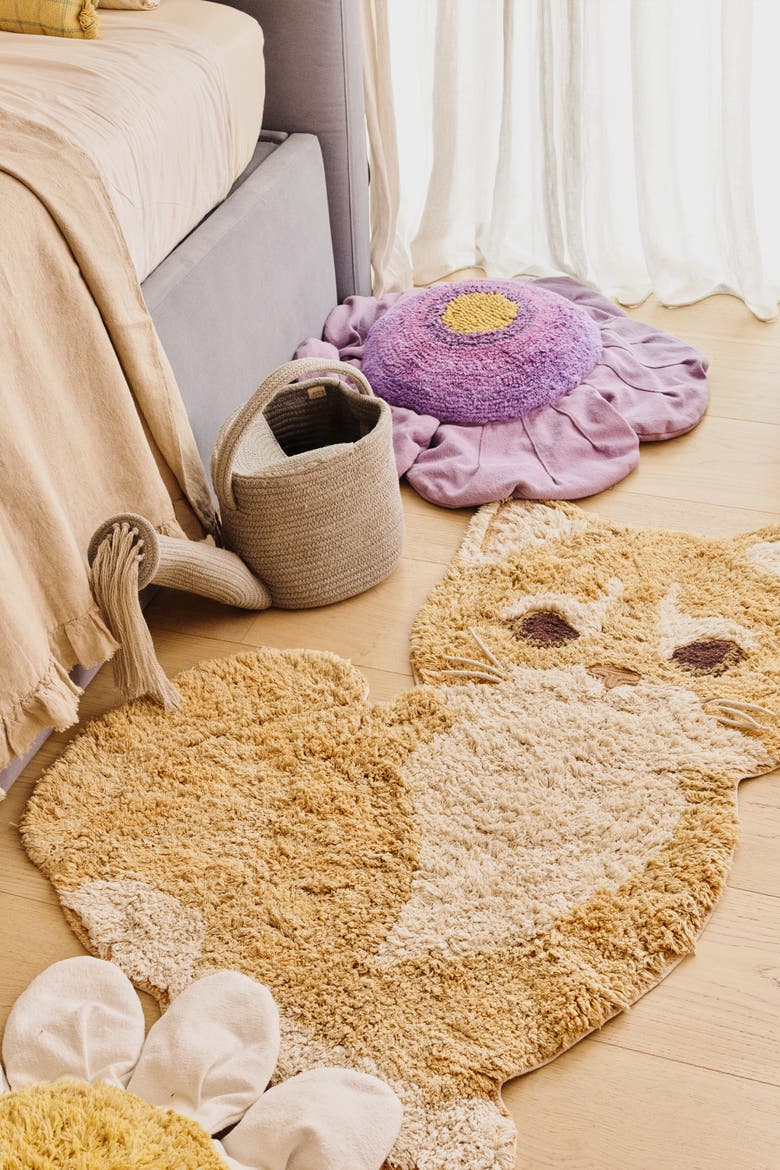 Washable Rug Ginger the cat, Alternate, color, Brown, Chestnut, Rose