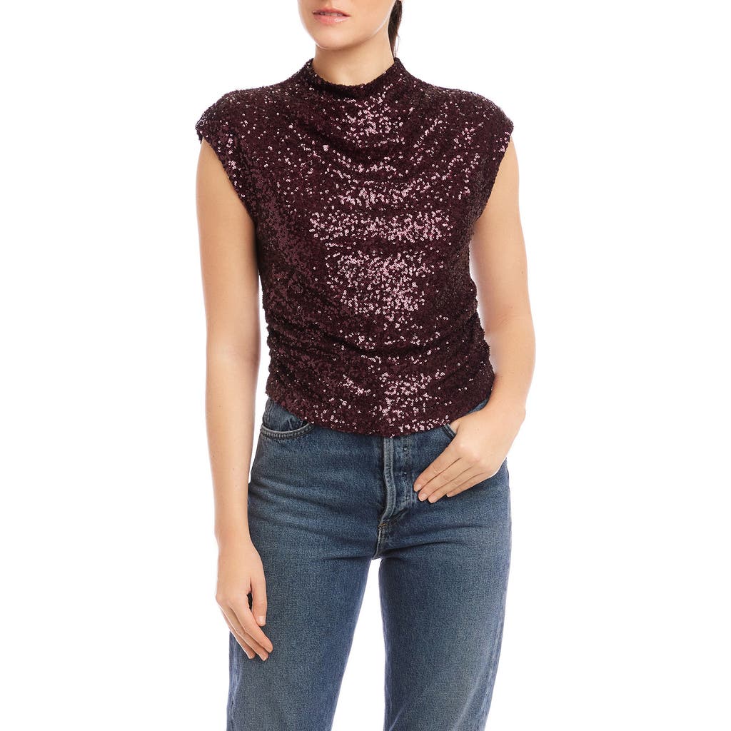 Fifteen Twenty Gwennie Sequin Cap Sleeve Top In Purple