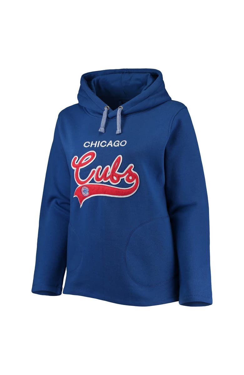 SOFT AS A GRAPE Women's Soft as a Grape Royal Chicago Cubs Plus Size Side Split Pullover Hoodie, Alternate, color, Royal