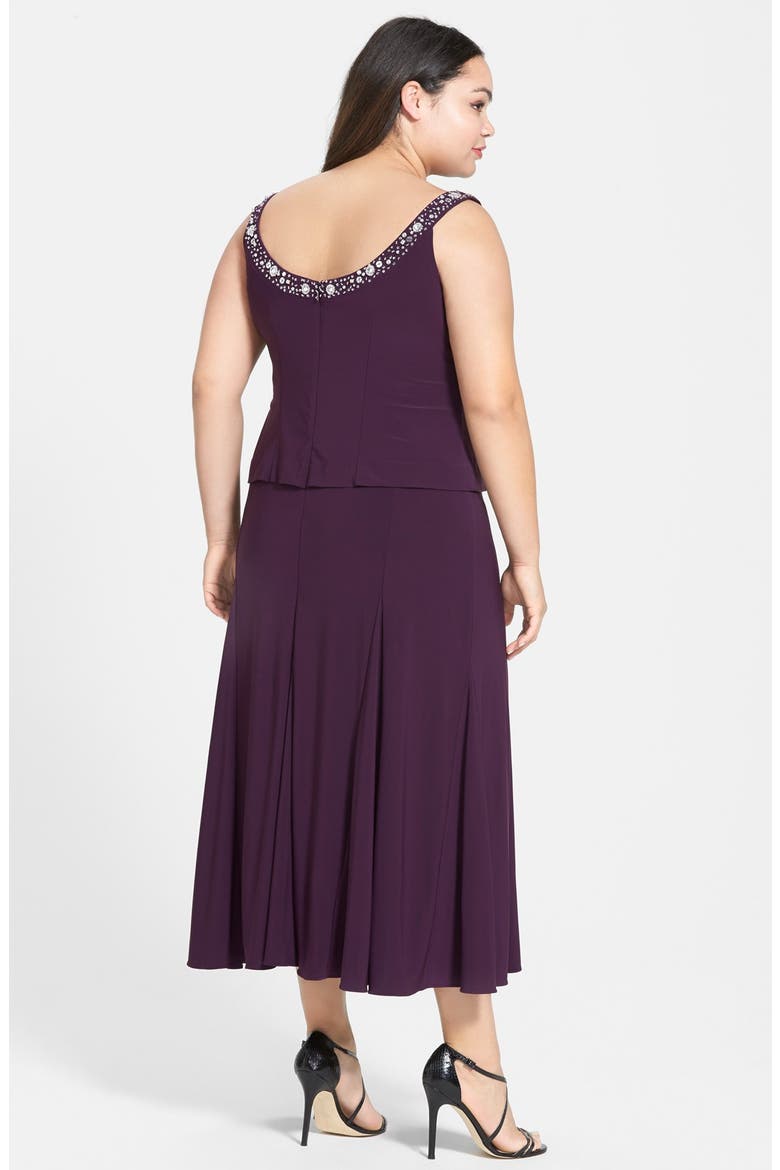 Beaded Dress & Jacket, Alternate, color, EGGPLANT