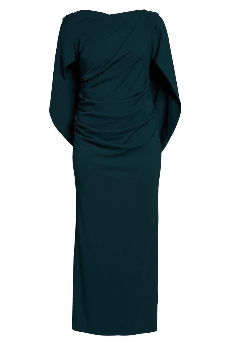 Drape Back Scuba Crepe Gown, Alternate, color, PINE