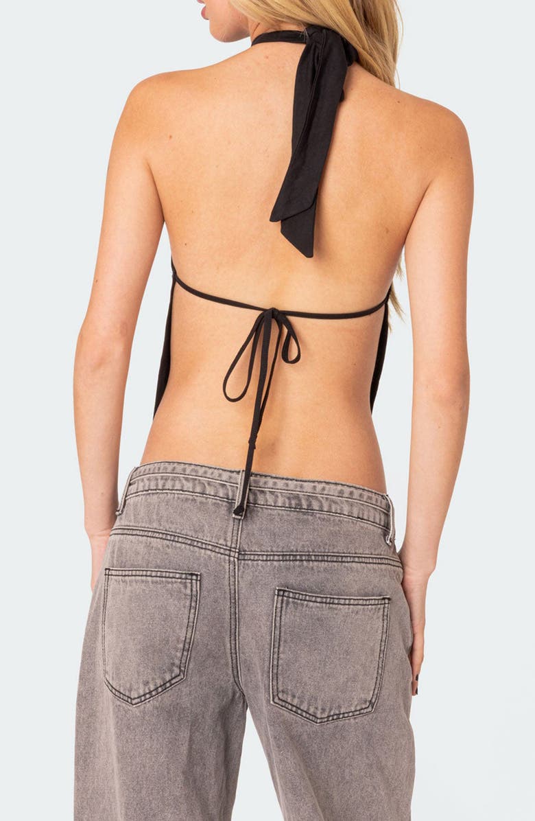 EDIKTED Clara Open Back Halter Top, Alternate, color, Black