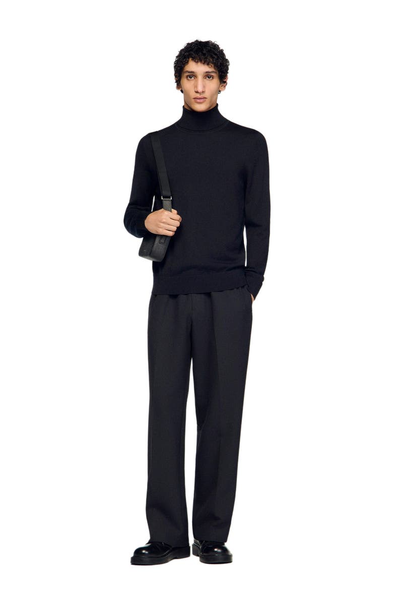 SANDRO Turtleneck wool sweater, Alternate, color, Black