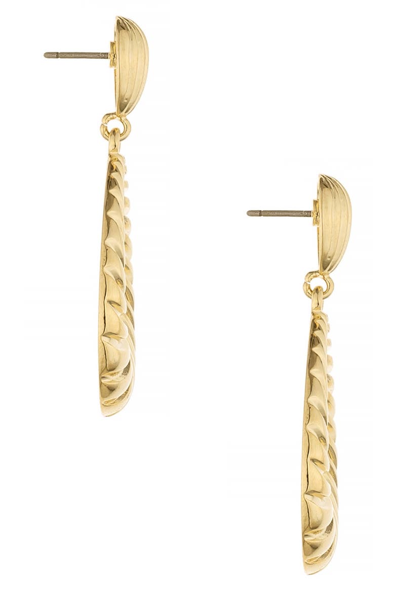 Teardrop Wave Drop Earrings, Alternate, color, GOLD