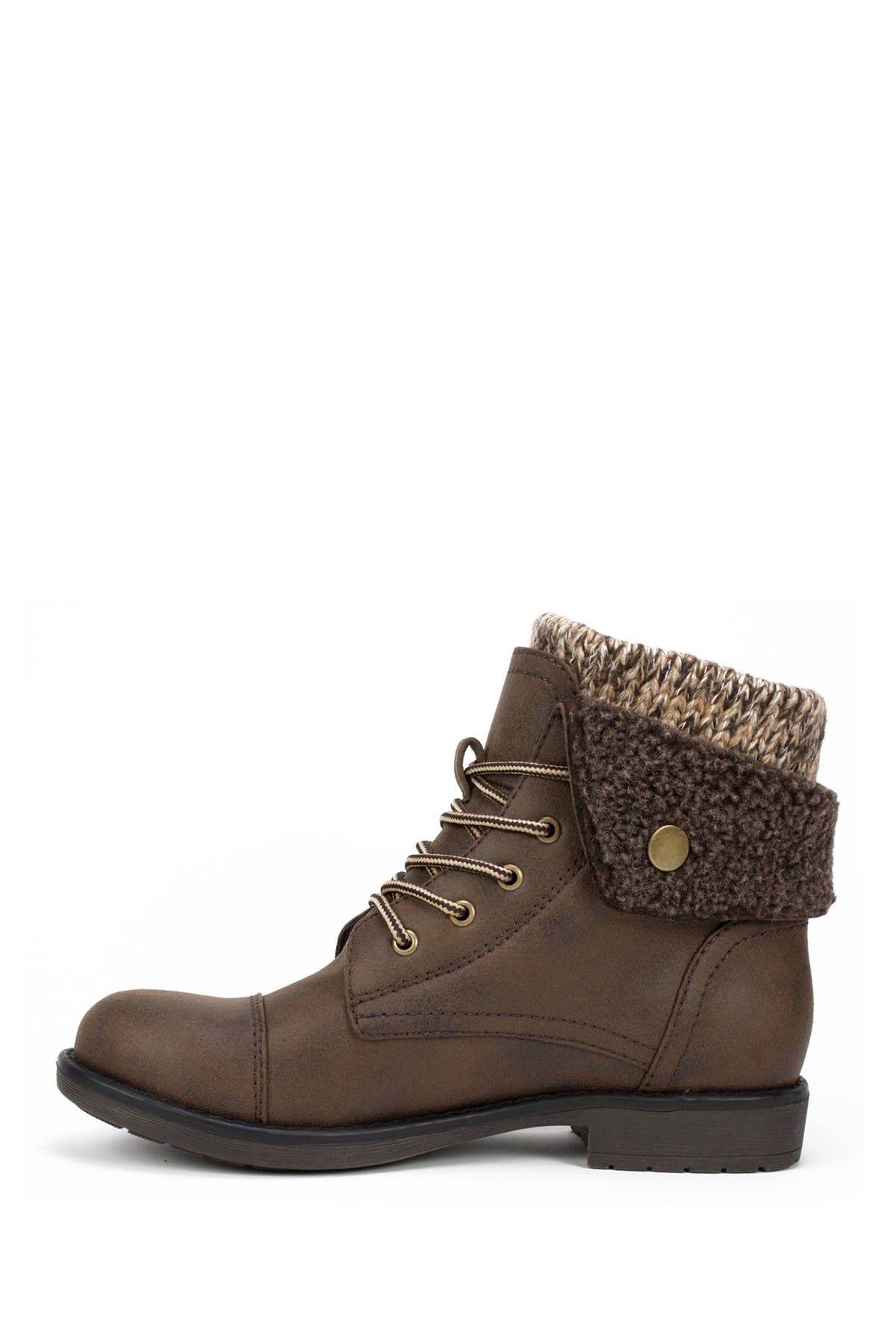 Duena Faux Shearling Trimmed Hiking Boot, Alternate, color, BROWN MULTI/FABRIC