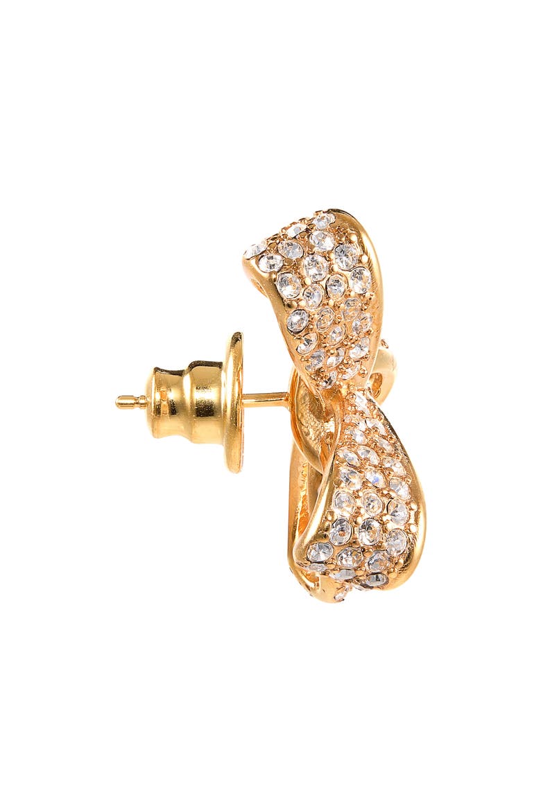 Small Pavé Crystal Bow Earrings, Alternate, color, CRYSTAL