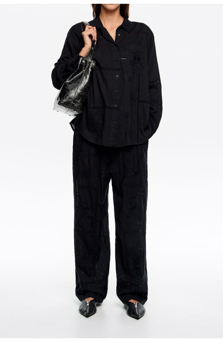 Bimba y Lola Embroidered Jogger Trousers, Alternate, color, Black