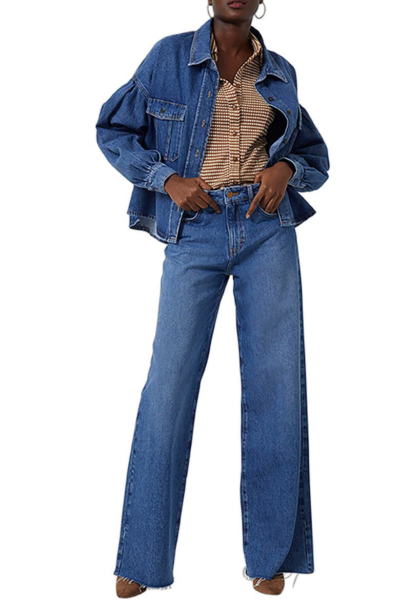 French Connection Penelope Puff Sleeve Denim Jacket, Alternate, color, 