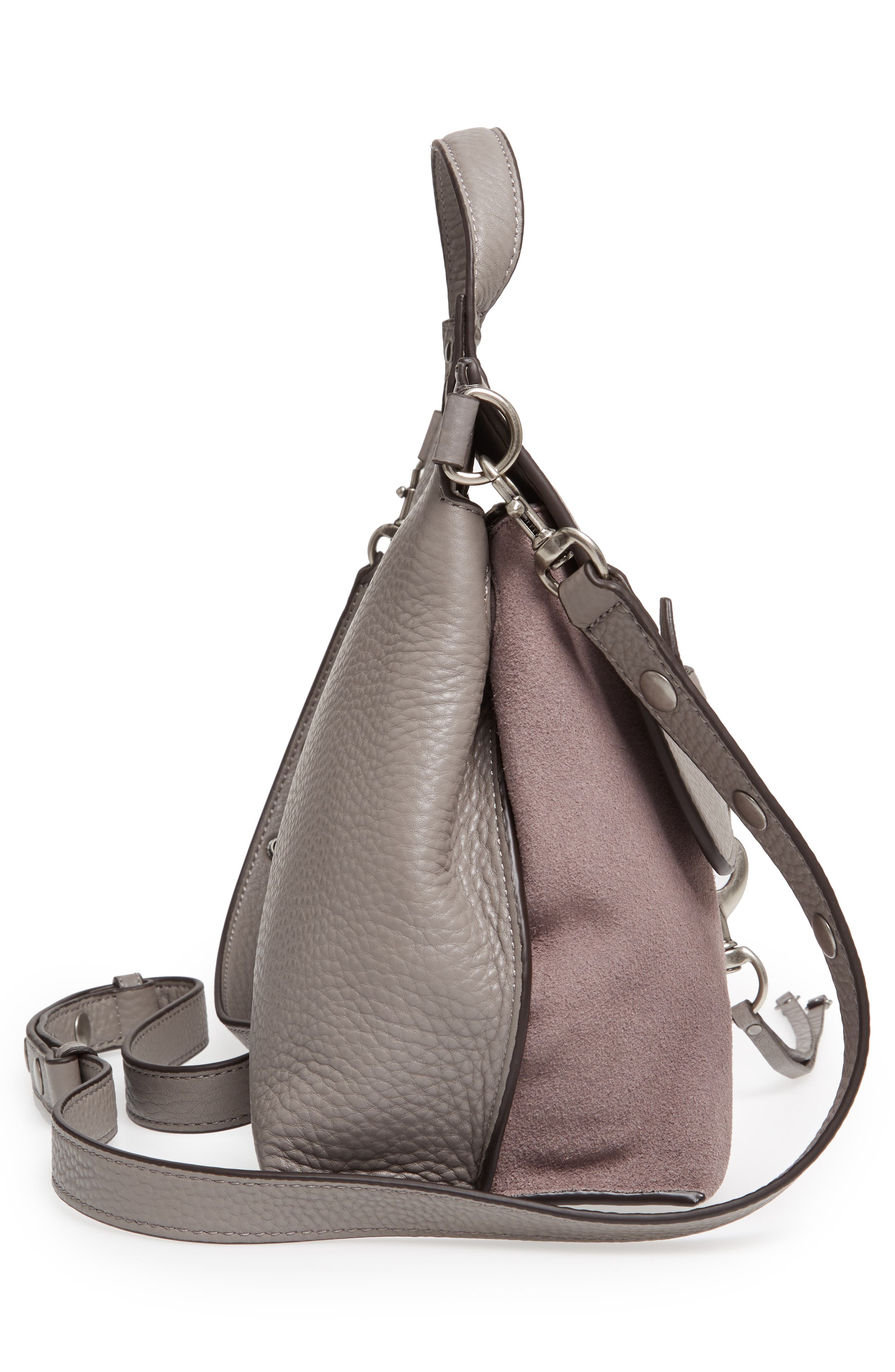 Rebecca Minkoff Medium Keith Suede & Leather Satchel, Alternate, color, Grey