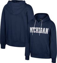 COLOSSEUM Women's Colosseum Navy Michigan Wolverines Reflection Rhinestone Drawcord Pullover Hoodie