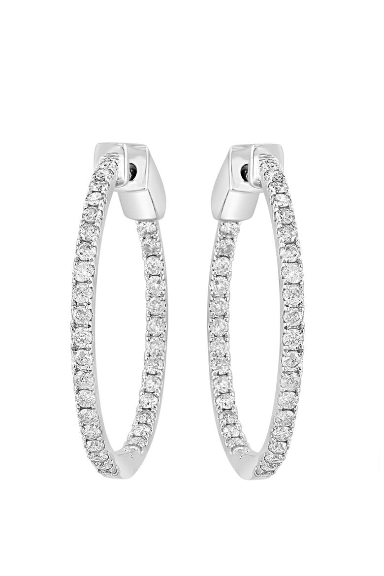 14K White Gold Diamond Hoop Earrings, Alternate, color, 14K White Gold