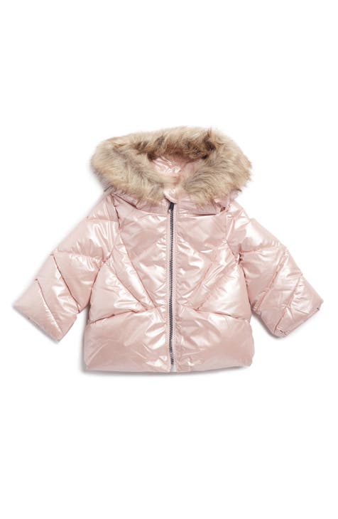 Metallic Quilted Jacket with Faux Fur Trim (Baby)