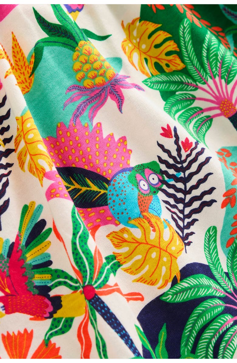 Mini Boden Kids' Jungle Print Frill Sleeve Cotton Jersey Dress, Alternate, color, 