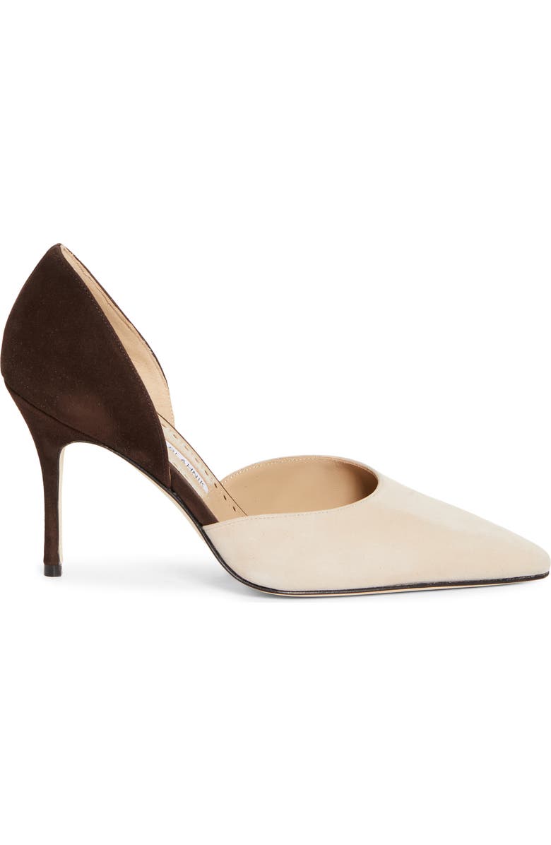 Manolo Blahnik Taylerbinu d'Orsay Pump, Alternate, color, Light Beige/ Dark Brown
