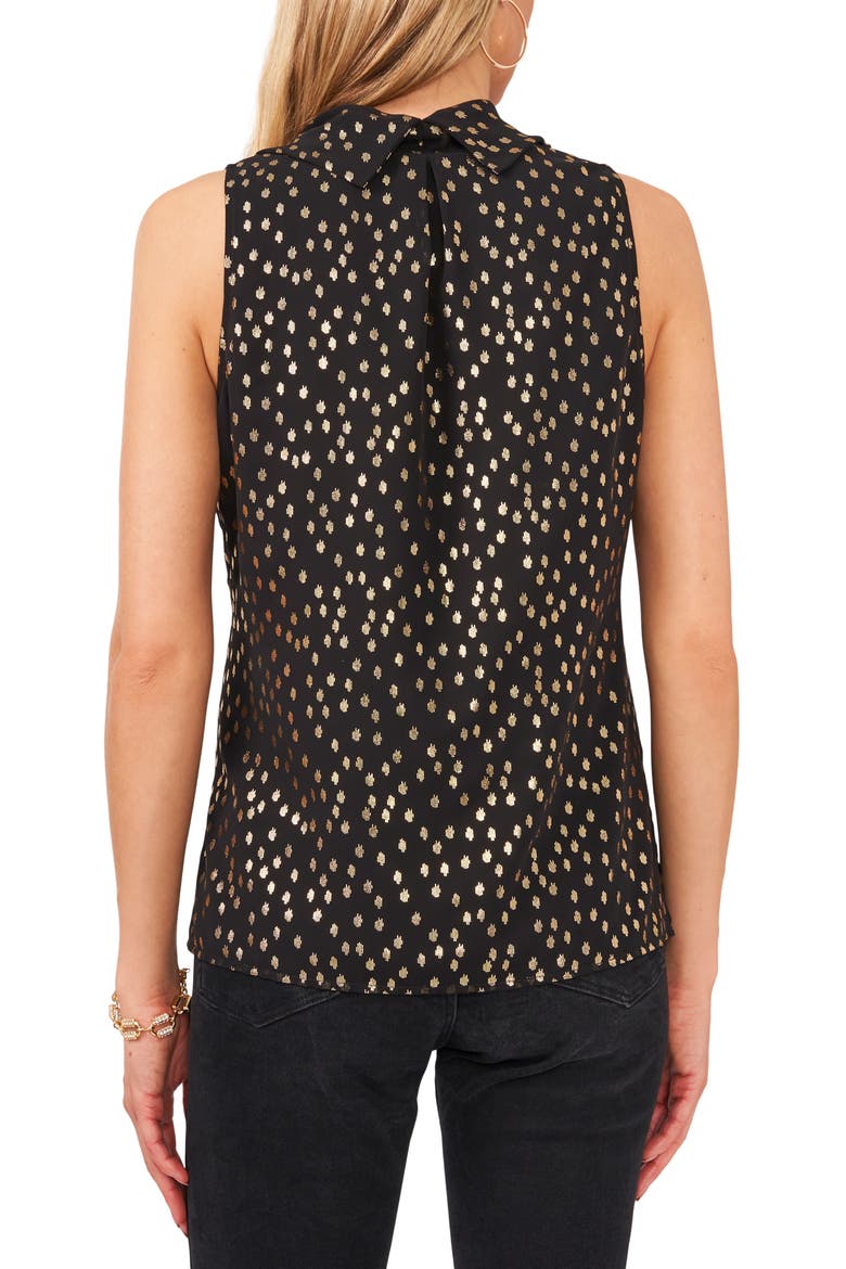 Sleeveless Foil Dot Cowl Neck Chiffon Blouse, Alternate, color, RICH BLACK