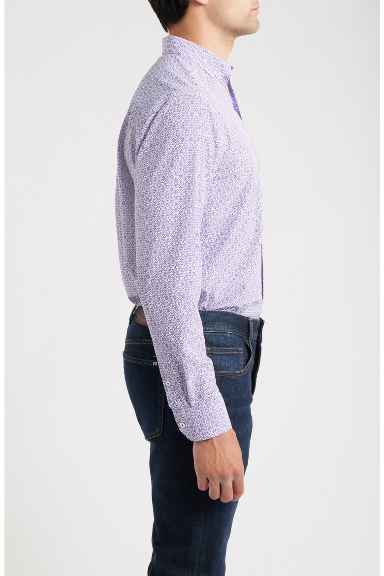 XC+™ Football Print Performance Button-Down Shirt, Alternate, color, PURPLE