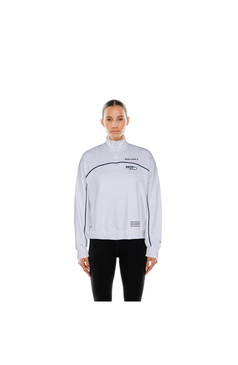 New Era Women
s New Era White Seattle Seahawks Functional Fandom Quarter-Zip Sweatshirt, Alternate, color, White