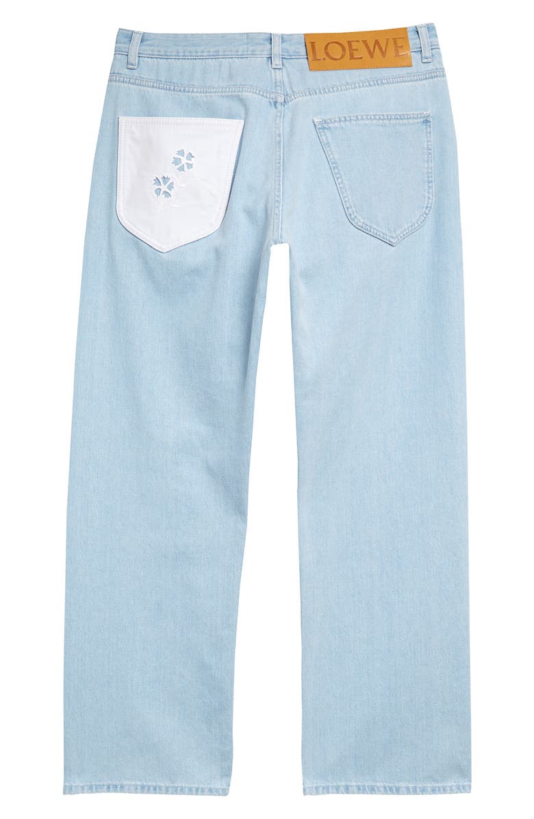 Loewe Embroidered Back Pocket High Waist Ankle Jeans, Alternate, color,