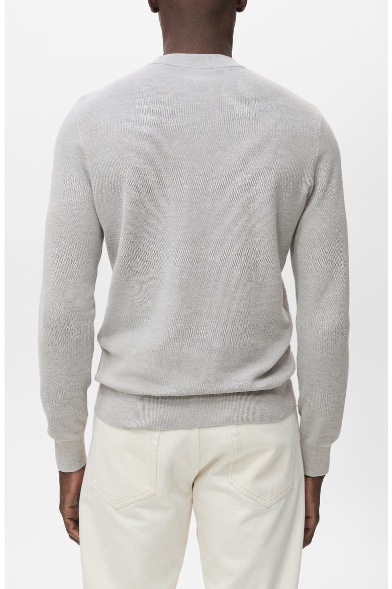 Crewneck Piqué Sweater, Alternate, color, MEDIUM HEATHER GREY