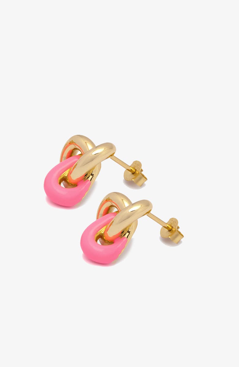 YOJ Kalno Midi Studs in Gold and Pink, Alternate, color, Gold / Pink Enamel