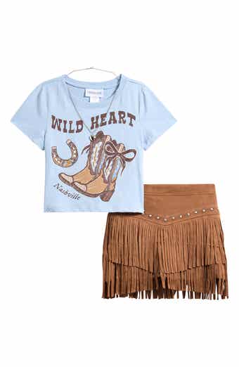 Kids' Graphic T-Shirt & Fringe Skirt Set