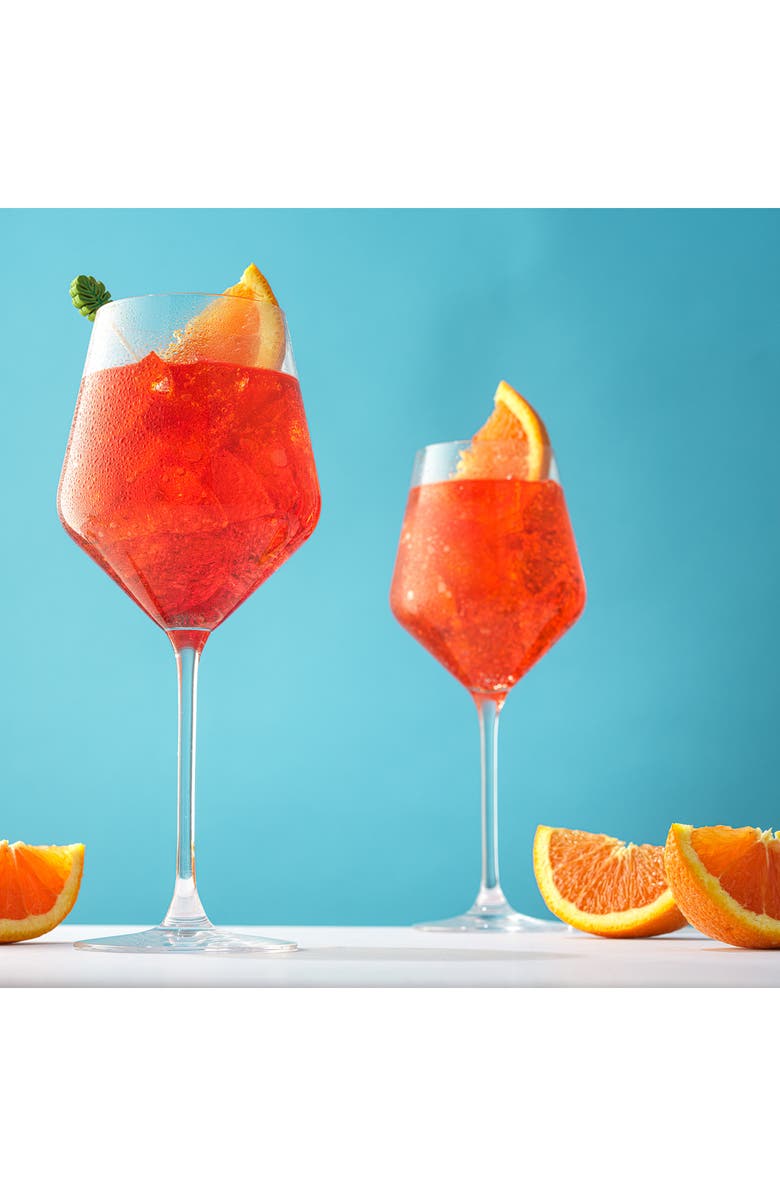 JoyJolt Layla White Set of 4 Stemmed Red Glasses, Alternate, color, Clear