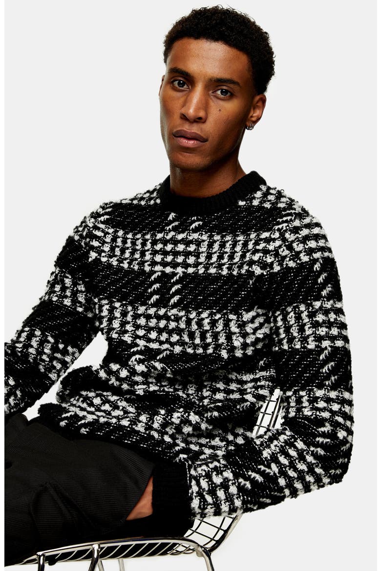 Check Sweater, Alternate, color, BLACK