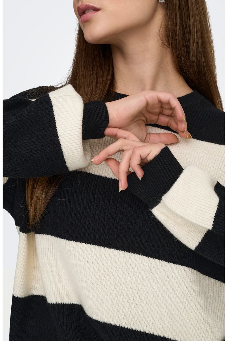 Atia Stripe Pullover Sweater, Alternate, color, BLACK STRIPES WHITE
