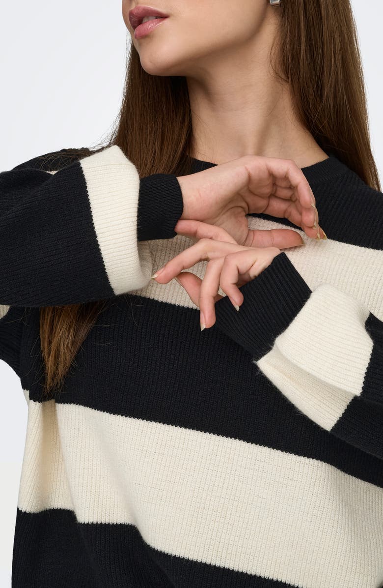 Only Atia Stripe Pullover Sweater, Alternate, color, Black Stripes White