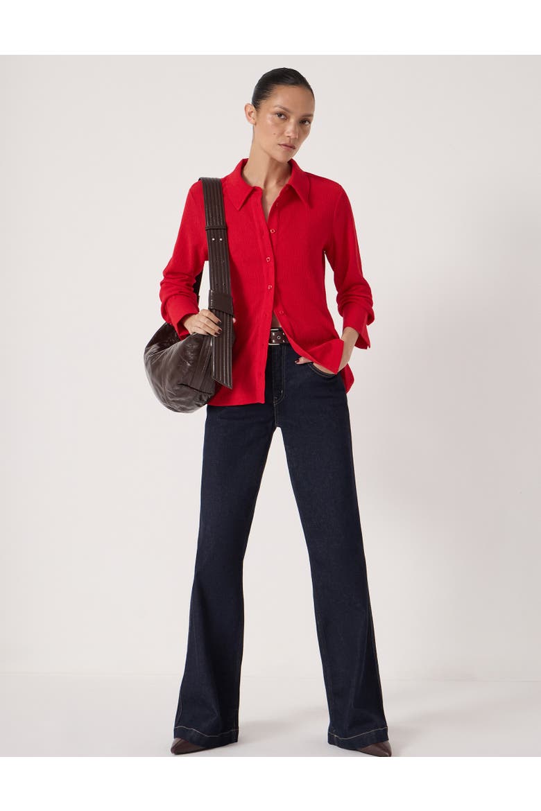 Textured Slim Shirt, Alternate, color, Bright Red