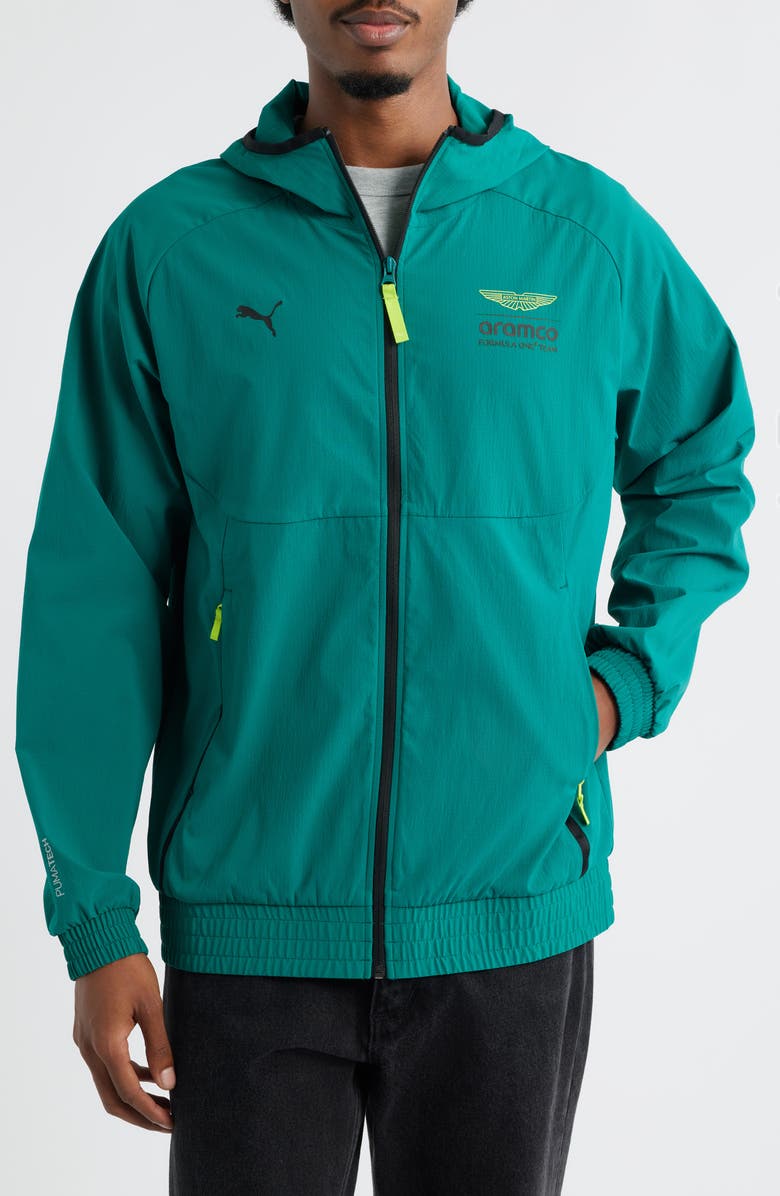 PUMA x AMF1 PUMATECH Water Repellent Stretch Nylon Jacket, Alternate, color, Green Lux