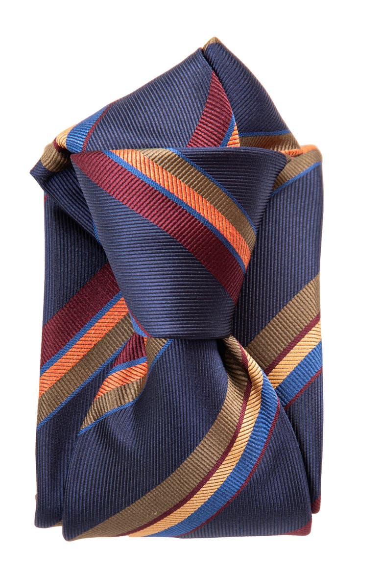 Battisti - Silk Jacquard Tie for Men, Alternate, color, Navy