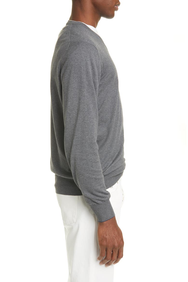Cotton V-Neck Sweater, Alternate, color, CHARCOAL